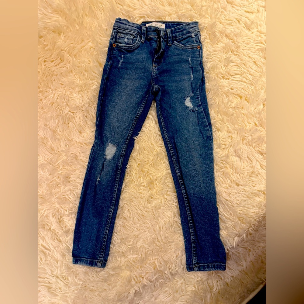 Zara Blue Skinny Jeans with Distressed Details